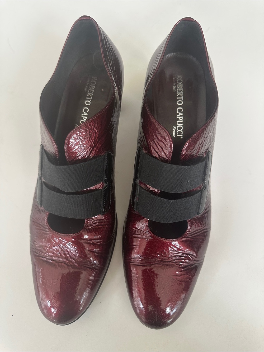 Burgundy Patent Leather Slip-On Women's Shoes Made in Italy by Roberto Cappu